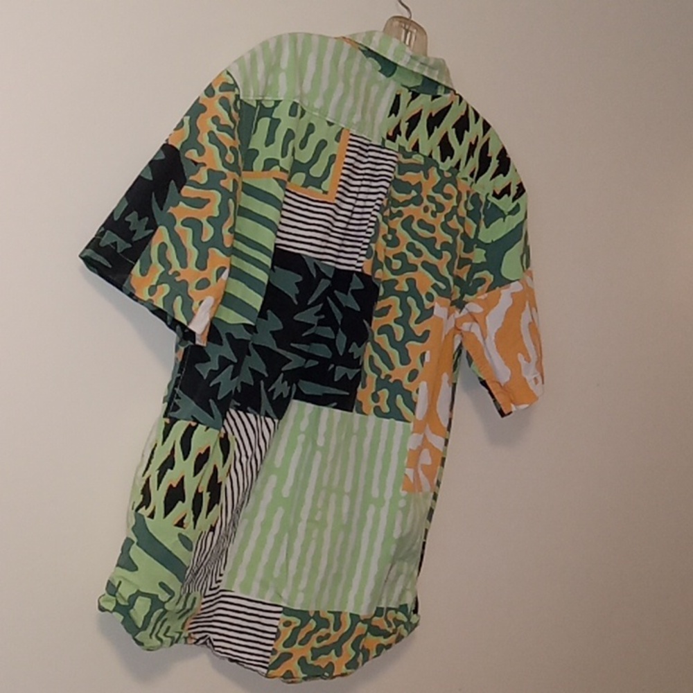 Burton Men's Patchwork Dress Shirt - Green and Yellow